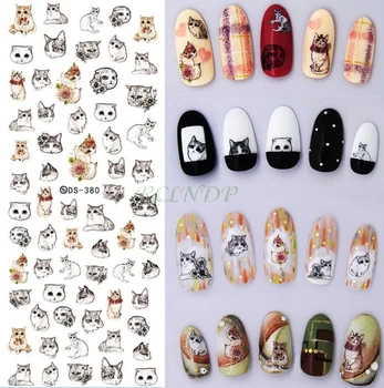 

Nail sticker nails art decorations sliders adhesive design lovely cat dog water Transfer decals manicure lacquer accessoires
