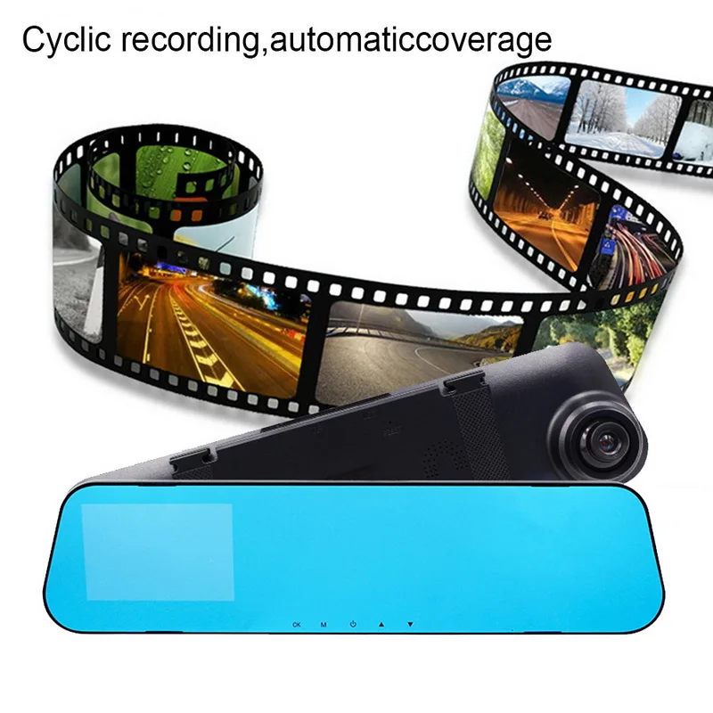 TOSPRA Full HD 1080P Автомобильная Dvr камера Авто 4 0 дюйма зеркало заднего вида голубое