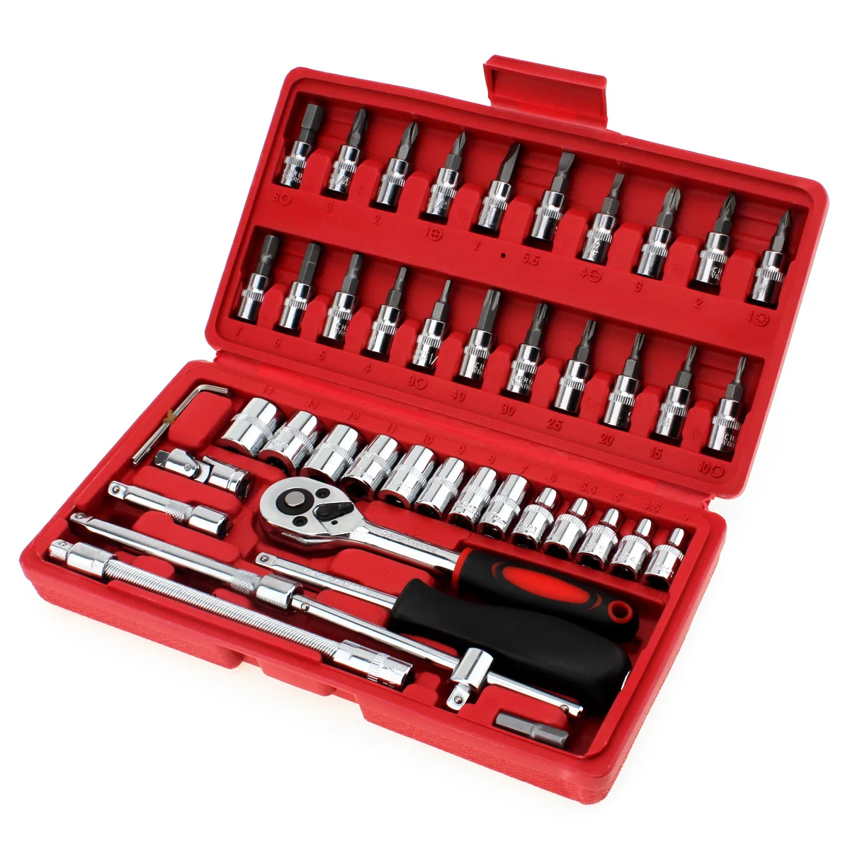 

46pcs 1/4-Inch High Quality Socket Set Car Repair Tool Ratchet Set Torque Wrench Combination Bit a set of keys Chrome Vanadium
