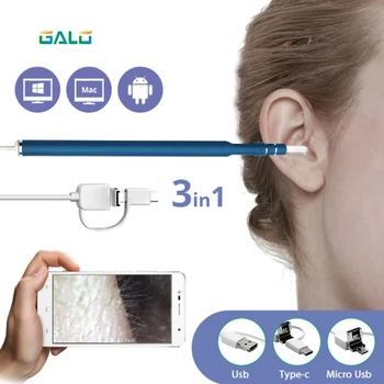 

1.5m 3 in 1 USB OTG Visual Ear Cleaning Endoscope Spoon Functional Diagnostic Tool Ear Cleaner Android 720P Camera Ear Pick