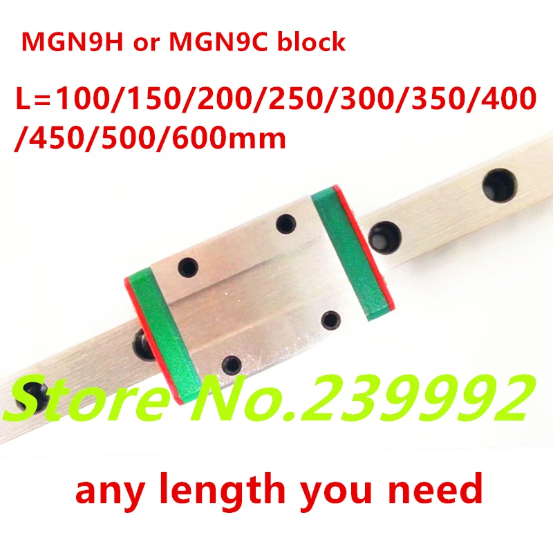 

NEW 9mm Linear Guide MGN9 100 150 200 250 300 350 400 450 500 550 600 mm linear rail + MGN9H or MGN9C block 3d printer CNC parts