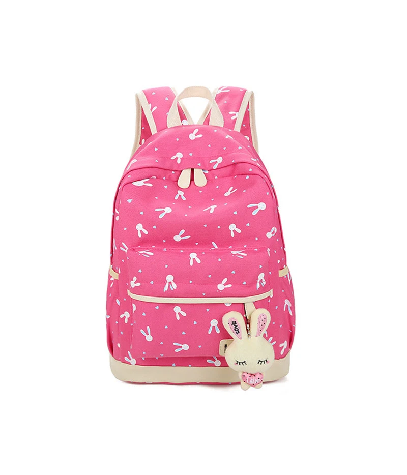 Мультфильм милый кролик 4 шт./компл. холст Для женщин рюкзак школьный туристические рюкзаки для девочек-подростков рюкзак Moclila