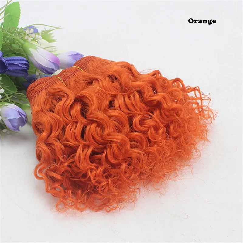 1 Piece Extension Wool Hair Wefts Khaki Yellow Red Color Curly Hair Wigs for BJD/SD/American Doll DIY Wigs - Цвет: Orang