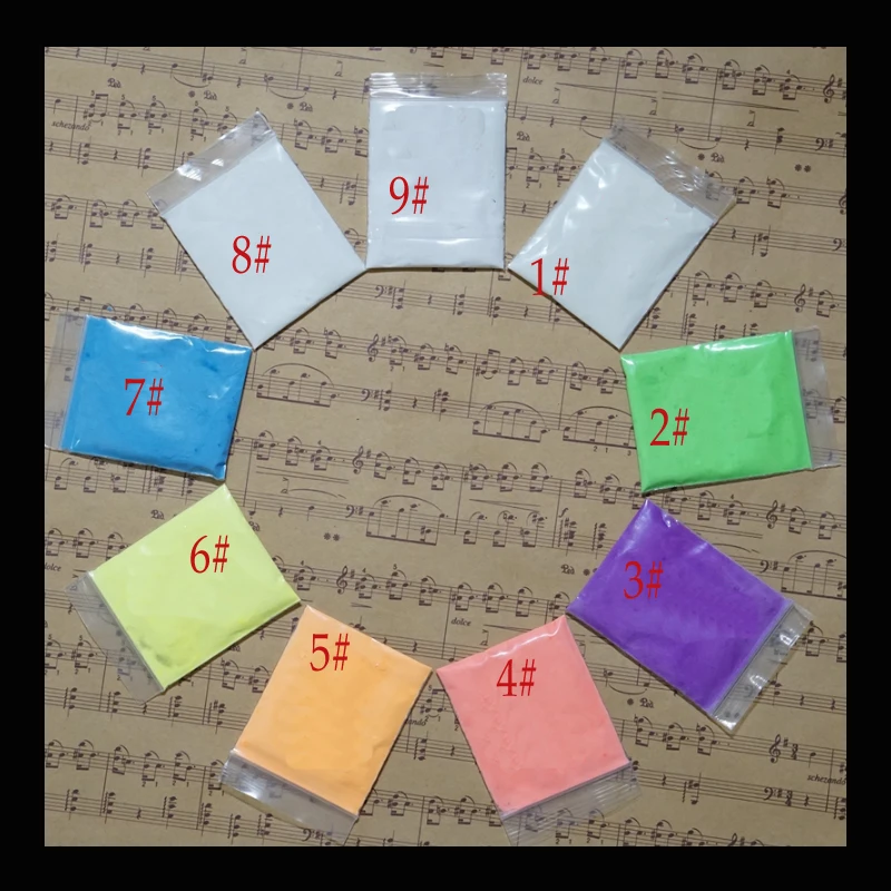 9 colors Color Phosphor Pigment Luminous Powder Coating DIY Photoluminescent Dust Acrylic paints Glow in Dark
