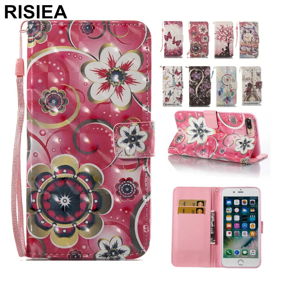 

Fashion Pink Flower Flip Case For iPhone X XS XR XS MAX 6 6S 7 8 Plus 5 5S SE Stand Wallet PU Leather Soft TPU For iPhone 7 Case