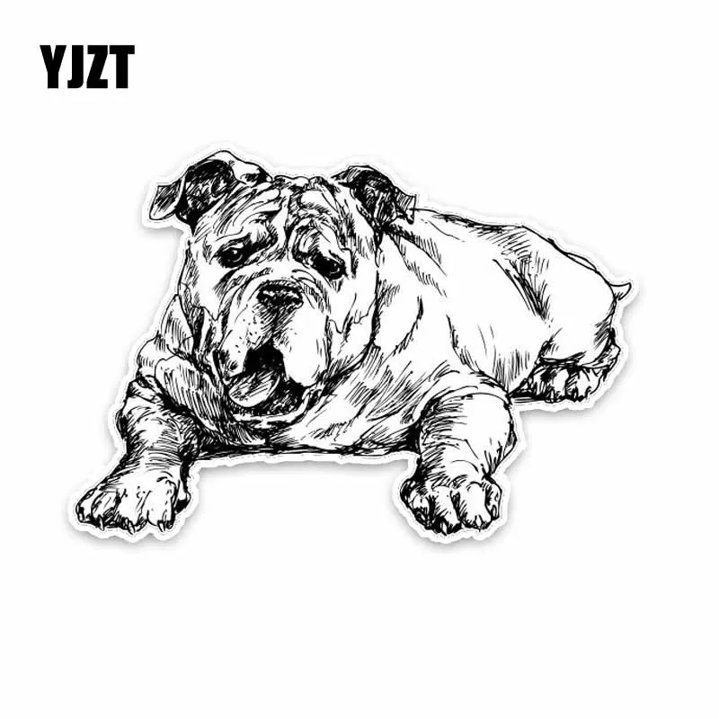 

YJZT 15*10.2CM English Bulldog Hand Drawn Animal Car Decoration Car Sticker C1-4267