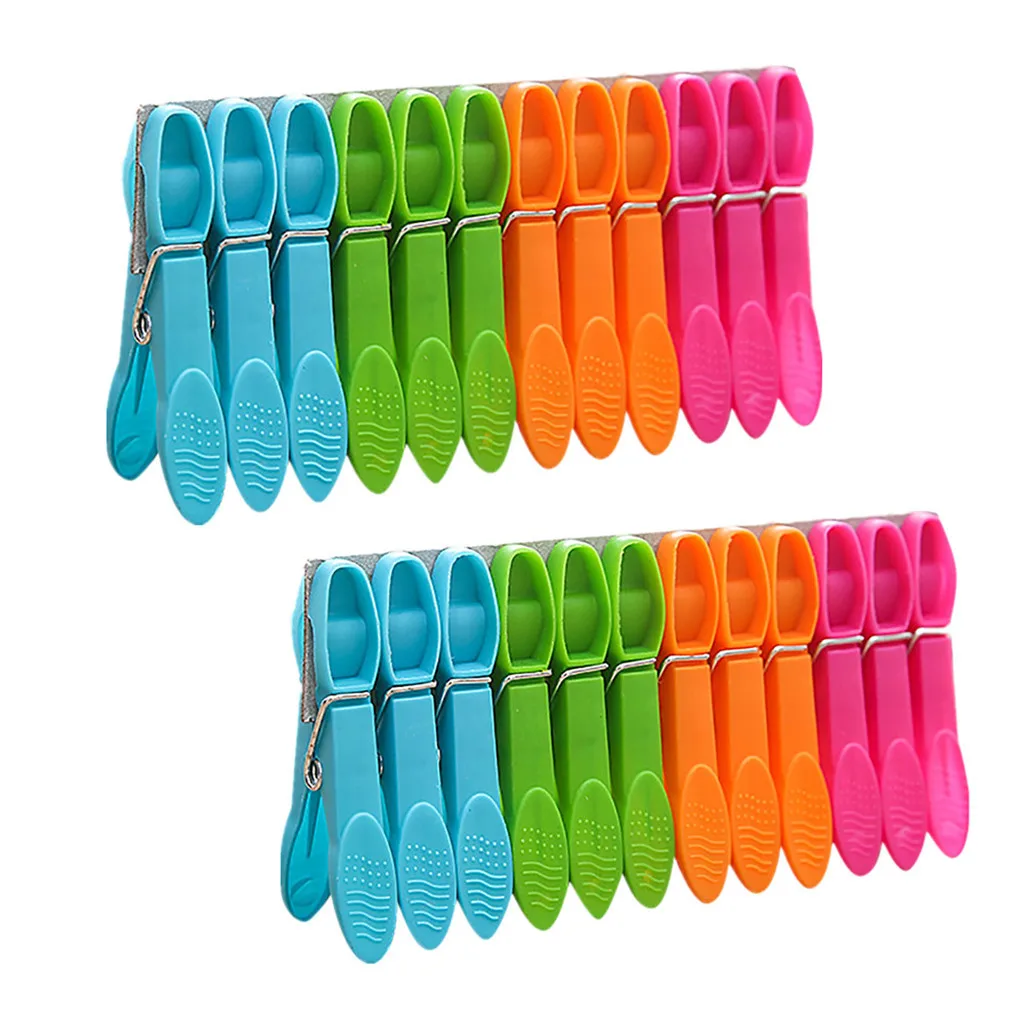 

24Pcs Laundry Clothes Pins Hanging Pegs Clips Plastic cabides Hangers Racks Clothespins kitchen quality hangers for clothes#
