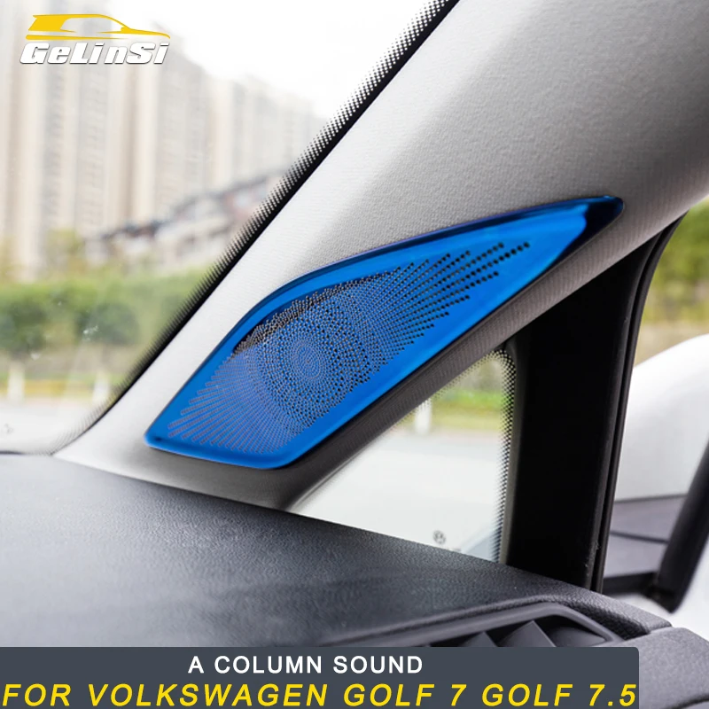 Gelinsi For Volkswagen Golf 7 Golf 7.5 Car Styling A Column Sound Loudspeaker Circle Cover Frame Sticker Interior Accessories