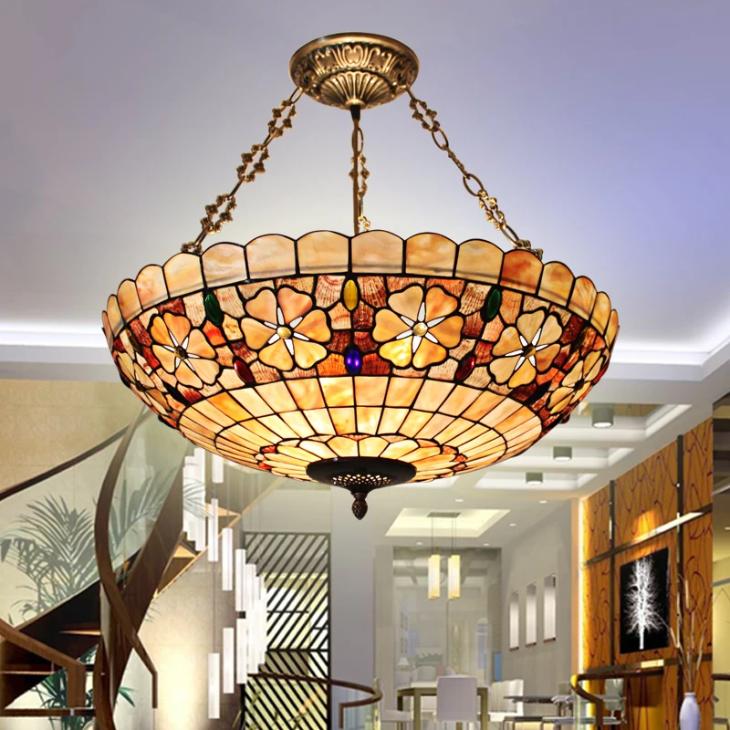 

European lighting retro atmosphere lamp shell bedroom study room Coffee hall bar home anti Chandelier