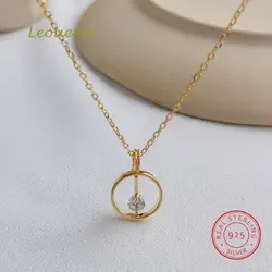 Leouerry 925 стерлингового серебра круглые Висячие кулон ожерелье для женщин Девушка простая короткая цепочка на ключицы ожерелье ювелирные