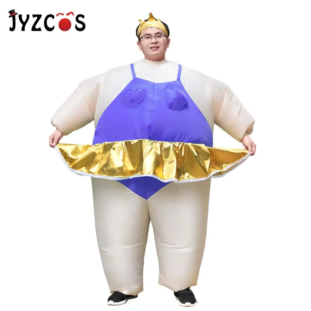 

Ballerina Costume for Men Women with Tiara crown Funny Inflatable Costume for Adults Airblown Funny Inflatable Fat Suit Outfits