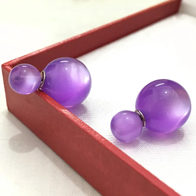 

2018 Fashion New Arrival Imitation Opal candy color double ball earrings for women 4ED100