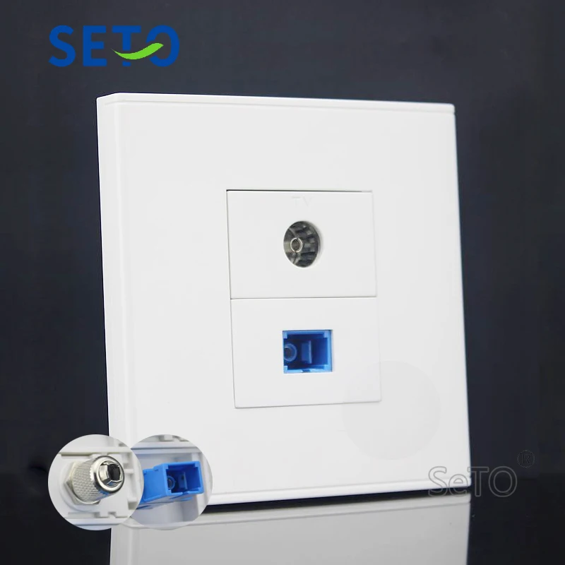 

SeTo 86 Type Optical SC + TV Connector Panel Outlet Wall Plate Socket Keystone Faceplate