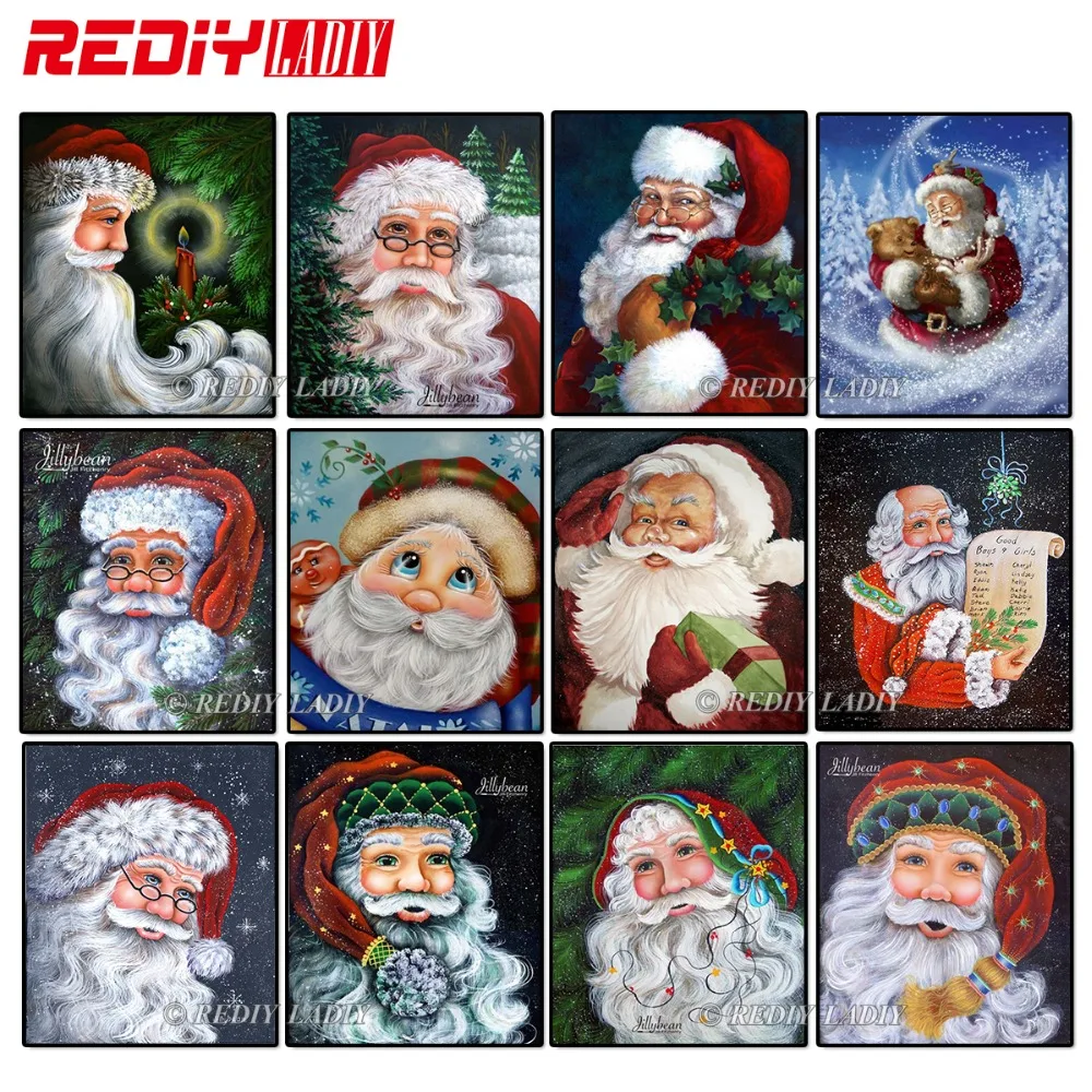 

REDIY LADIY Diamond Embroidery Santa Clause 5D Diamond Painting Full Diamond Mosaic Picture of Rhinestones Cross-Stitch Kits
