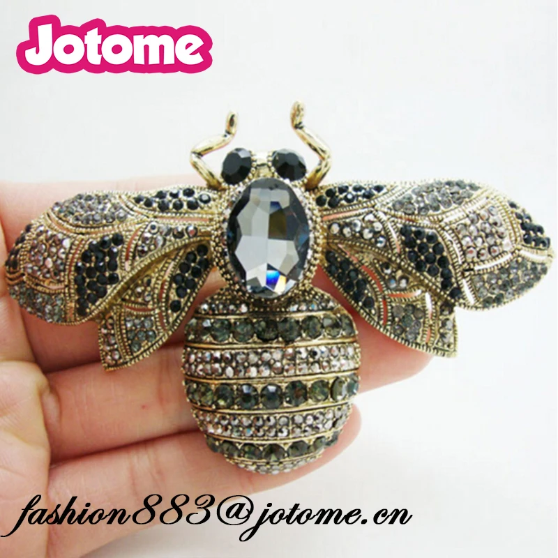 

Bee embellishment Jewelry 4inch/60mm Charming Multicolor Crystal Rhinestone Bee Insect Brooch bumblebee Pin