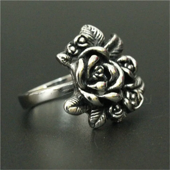 1pc New Arrival Rose Flower Ring 316L Stainless Steel Man Boy Fashion Cool Design Lover Rose Ring 3
