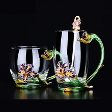 Цветок пиона эмалированная чашка Хрустальное стекло с крышкой чашка Бытовая чашка кофейная кружка подарок на праздник для друзей бытовые кофейные чашки