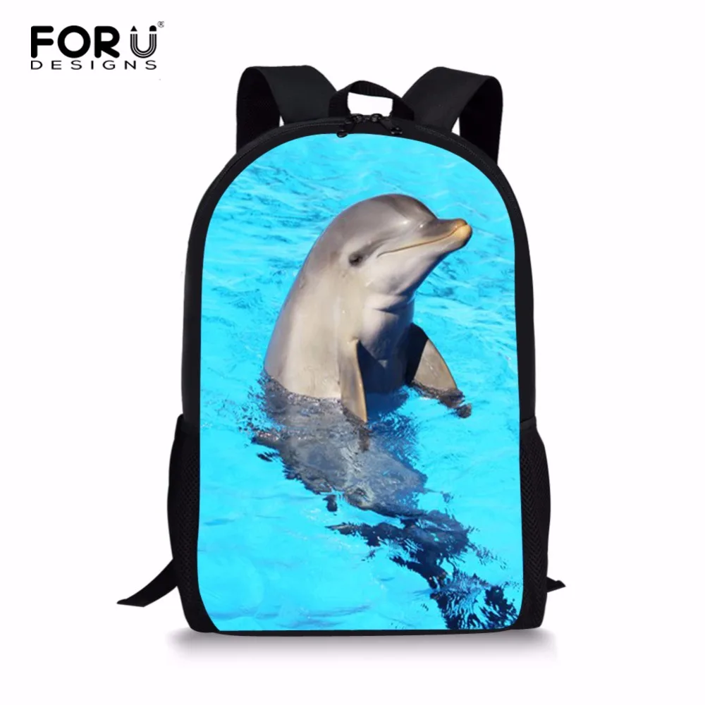 

FORUDESIGNS Dolphin Print Girls Schoolbag Lovely Animal Backpack for Children School Bags Lightweight Student Mochila Infantil