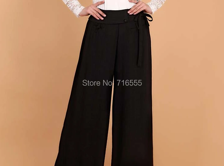 Новое поступление; лето-весна льняные и хлопковые широкие брюки для женщин Штаны на каждый день, плюс размер, полная длина, женский с эластичной талией брюки ywf0501