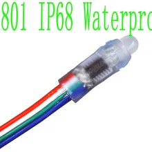 AAA DHL 1000 шт. WS2801 светодиодный пиксельный модульный светодиодный нитей 12 мм, IP68 водонепроницаемый DC5V; RGB полноцветная тетраль, 50 светодиодный/string