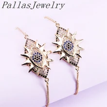 10 шт. высокое качество инкрустация кубическим цирконием дизайн глаз циркониевые золотого цвета браслеты для женщин и мужчин