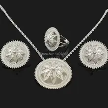 Новейший Эфиопский кулон/серьги/Кольцо/ожерелье ювелирные изделия посеребренные Habesha ювелирные изделия африканские 4 шт Свадебные Ювелирные наборы