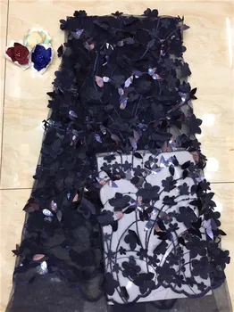 

High quality french tulle lace fabric African sequins net lace glitter fabric with beads in red for wedding dress(5-19