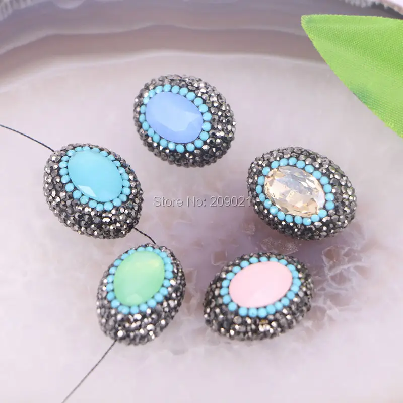 

DIY 10Pcs Pave Rhinestone Stone Loose Beads For Jewelry Making Bracelet Necklace