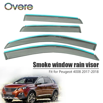 Overe 4Pcs/1Set Smoke Window Rain Visor For Peugeot 4008 2017 2018 Styling ABS Awnings Shelters Guard Car Accessories Overe 4Pcs/1Set Smoke Window Rain Visor For Peugeot 4008 2017 2018 Styling ABS Awnings Shelters Guard Car Accessories