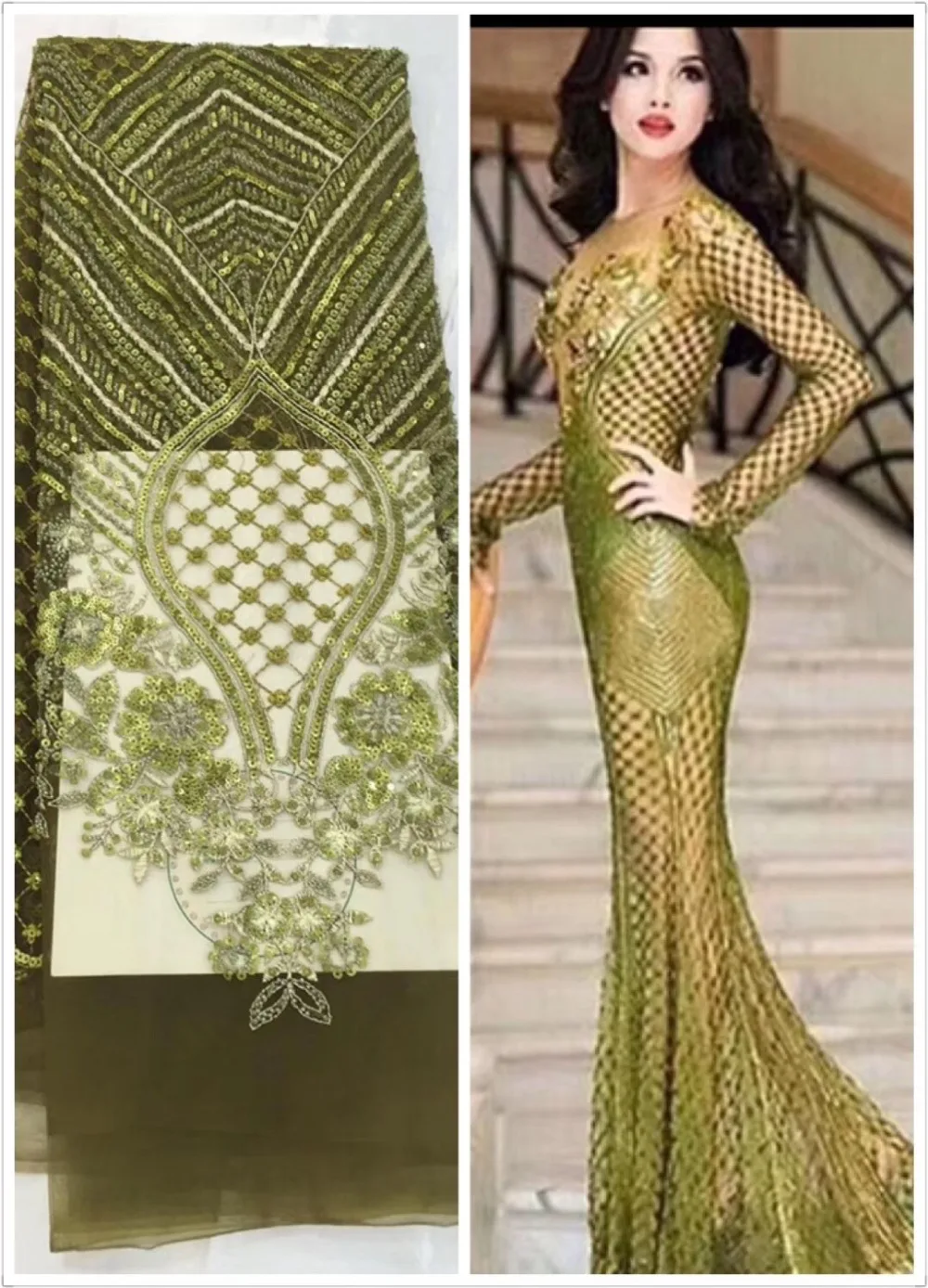 

French lace fabric 5yds/pce dhl sequins mesh fabrics women gorgeous luxury bright party event shows wedding dress 2019 new