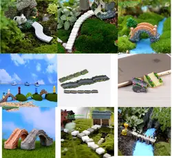 Оригинальный садовые растения украшения моделирование мох камень Ladder лестница водного дерево ворс мост шоссе микро-пейзаж модели