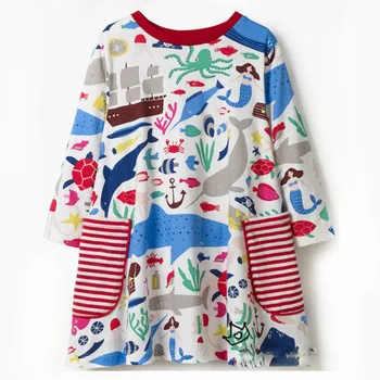 

Jumping meters Cartoon Hedgehog Long Sleeve Kids Dresses For Girls Fall Autumn Spring Girls Clothes Children Dresses 1-6 Years