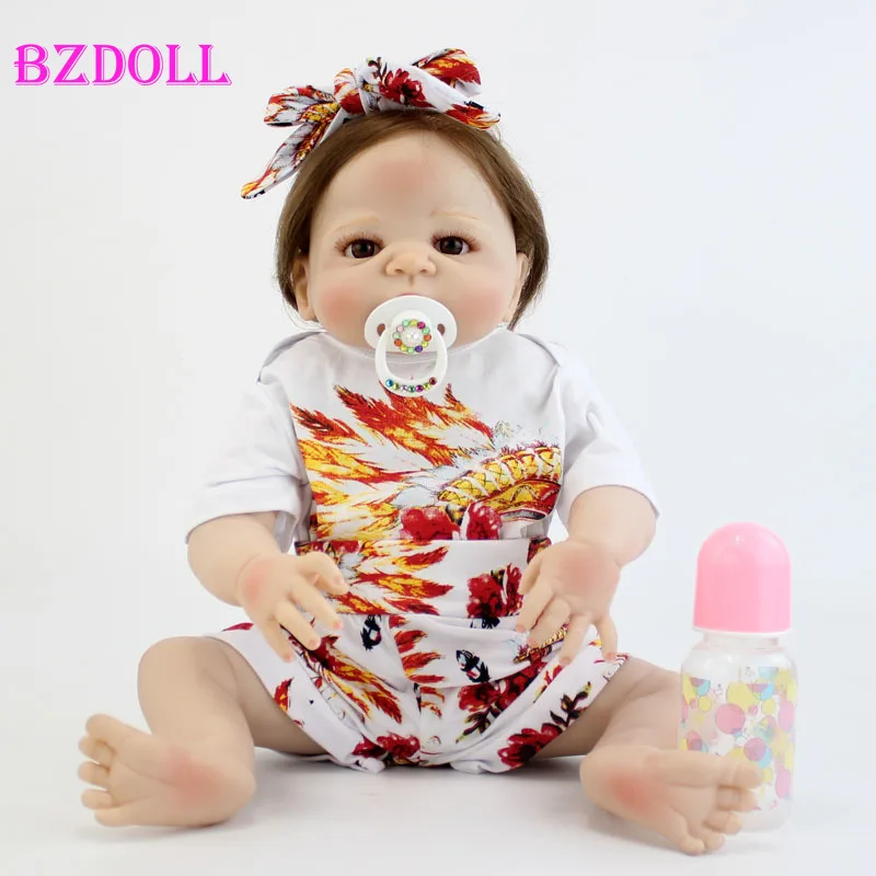 BZDOLL 22 &quotполный силиконовые куклы для младенцев девочек Bebe 55 см Реалистичная Reborn
