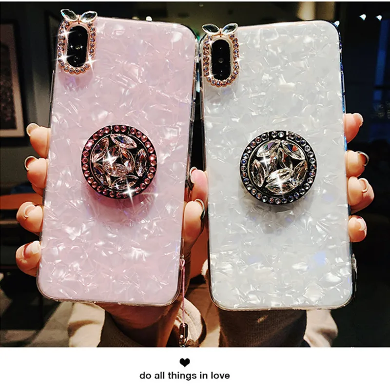 Для Huawei P40 Lite Pro Nova 7 6 SE 5T Bling Rhinestone Conch Shell Ring Holder Cover Couqe | Мобильные телефоны и