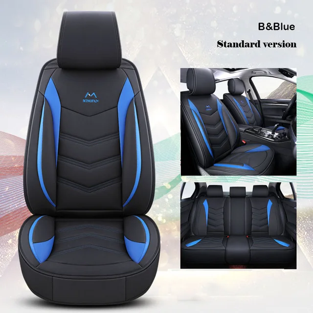 Blue Универсальные кожаные автомобильные чехлы для Lada 2107 2110 2114 granta kalina largus niva 4x4 priora samara vesta - Название цвета: Blue