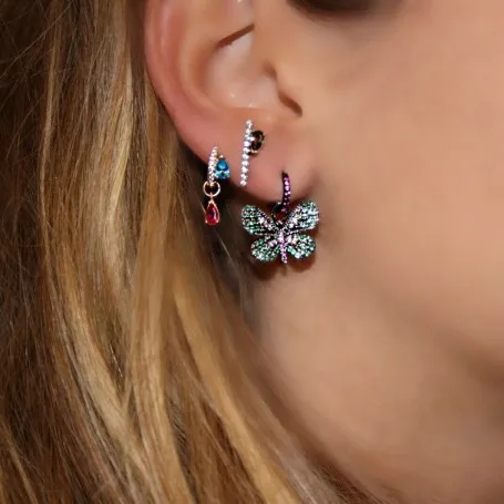 

2019 New Fashion Jewelry elegant pave colorful CZ stone Cute animal butterfly charm earring women girl two way used lovely gift