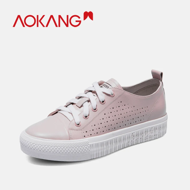 AOKANG/нескользящая обувь; женские кроссовки на платформе; женские дышащие теннисные кроссовки на шнуровке; feminino; повседневные кроссовки; обувь с перфорацией