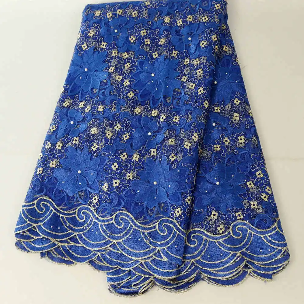 royal blue Африканский материал, вышитая бисером кружевная ткань для свадьбы, фиолетовая французская кружевная ткань, Высококачественный кружевной материал - Цвет: royal blue