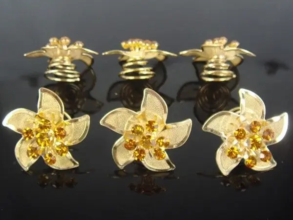 

100Pcs Wedding Flower Crystal Hair Twists Spins Pins Free Shipping