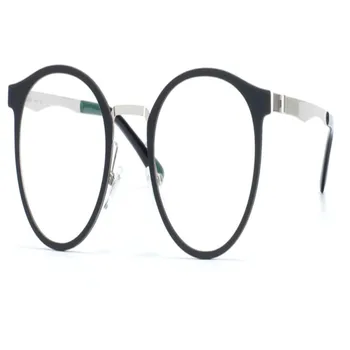 

MONGOTEN Round Frame Unisex Fashion Alloy Full Rim Prescription Lens Optical Eyewear Frame Silver Ultralight Reading Eyeglasses