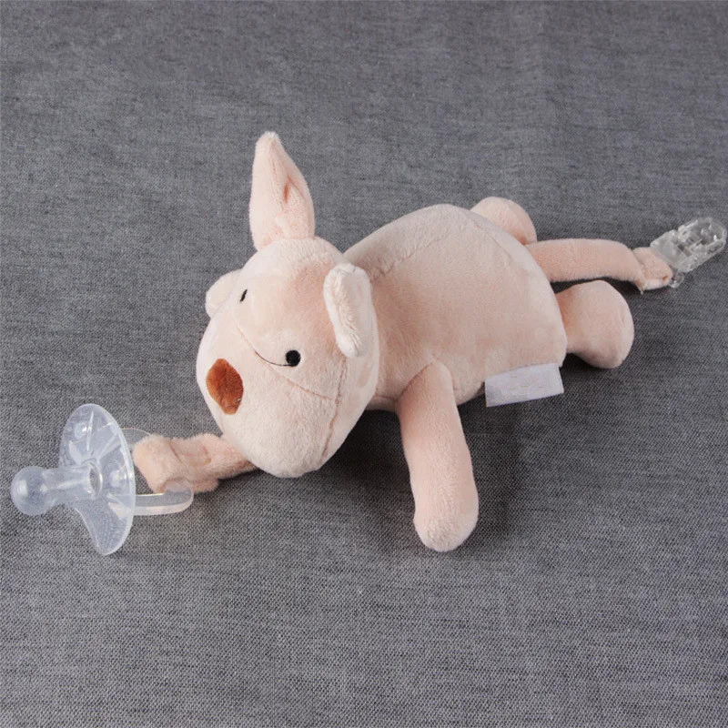 Детский мультяшный плюшевый держатель для сосок для маленьких мальчиков и девочек, пустышка, цепь, зажим, плюшевые игрушки в виде животных(в комплект не входит соска - Цвет: Pig