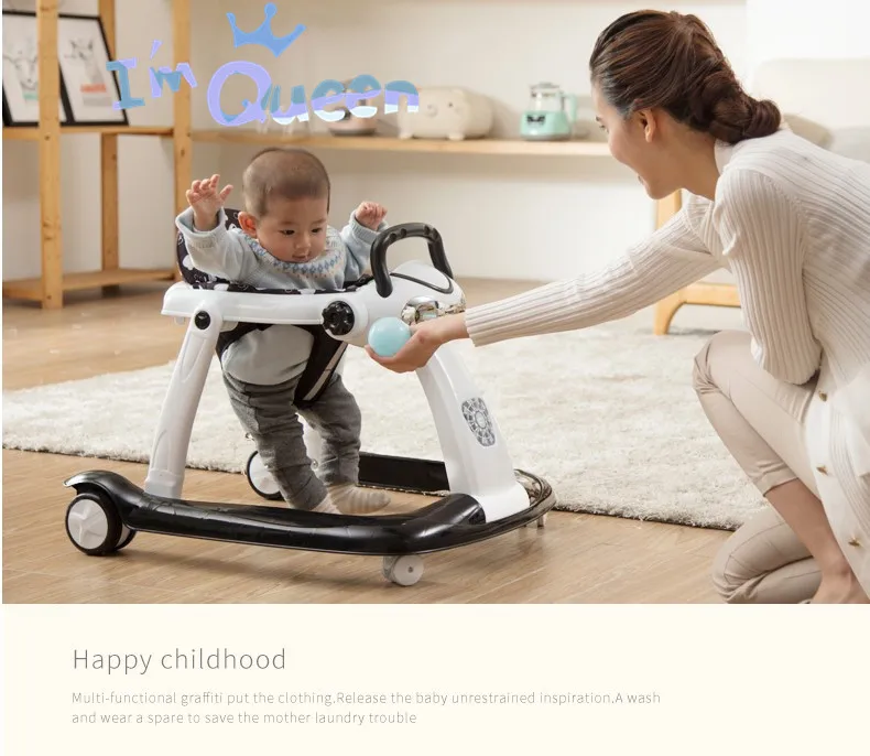 4 hot moms Multi-function baby walker anti-rollover baby start walk can sit can push Складная ходунка для малышей