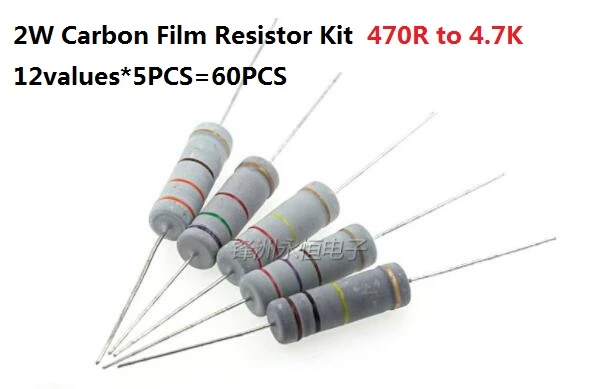 12values 5pcs 60pcs 470r 4 7k Ohm 2w 5 Carbom Fillm Resistor Kit Set 560r 680r 750r 0r 1k 1 5k 2 2k 2 7k 3 3k 3 9 Assort Pack Resistors Aliexpress