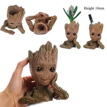 1PC Guardians of The Galaxy Flowerpot Pen Pot Baby Action Figures Cute Model Toy For Kids Home Decoration Best Christmas Gifts