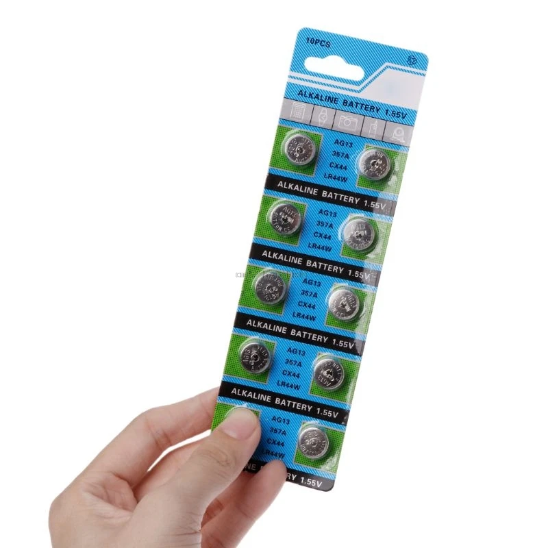 10 Pcs AG13 LR44 357A S76E G13 Button Coin Cell Battery Batteries 1.55V Alkaline 22 R44 A76 SR1154 LR1154 10 Pcs AG13 LR44 357A S76E G13 Button Coin Cell Battery Batteries 1.55V Alkaline 22 R44 A76 SR1154 LR1154