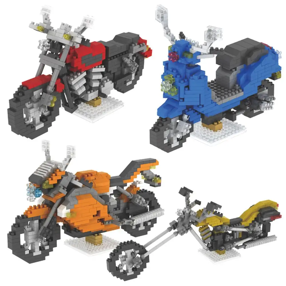 

Cool Vehicle Motorcycle Toys Nano Assemble Building Mini Block Gifts Intelligence Development Puzzle With Paper Retail Package