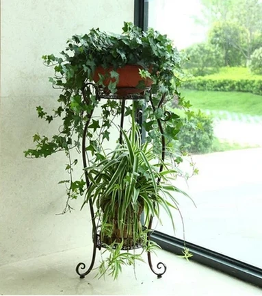 Wrought iron two layers of a flower pot Double flower sitting room balcony Outdoor ground flower