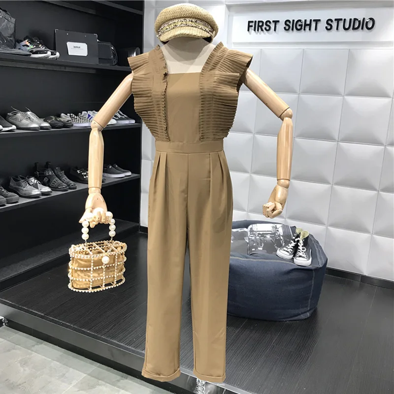 

women sexy jumpsuit Ruffle Sleeveless Clubwea Playsuit Bodycon Party Trousers female Bodysuit Rompers fashion 2019 new Black