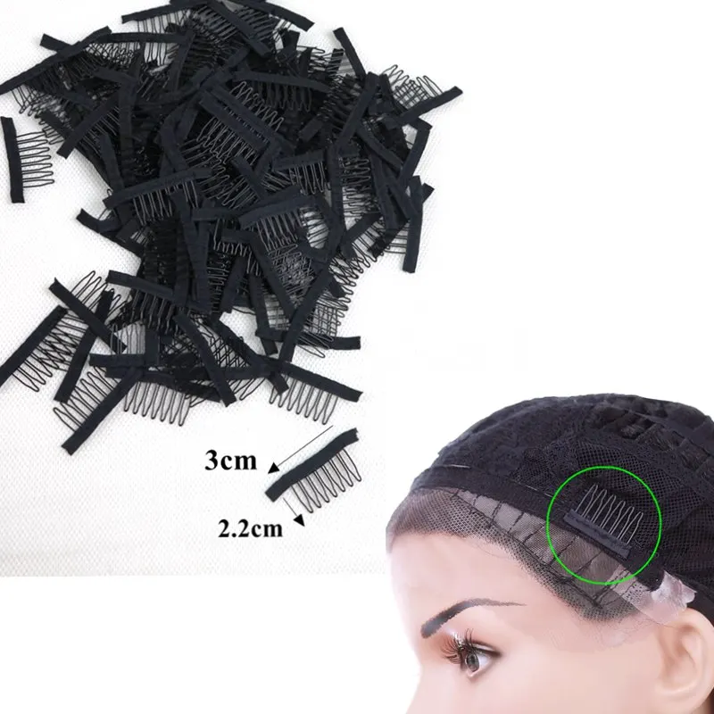 black color 7teeth steel small wig clips professional for wigs caps and