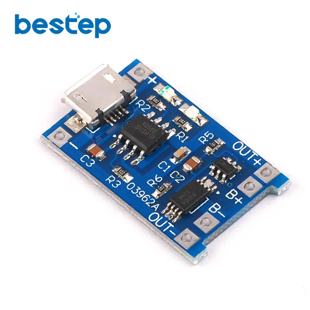 1PCS 1A Lithium Battery Charging Board 3.7v 3.6V 4.2V 18650 Lithium Battery Overshoot Over Discharge Protection MicroUSB